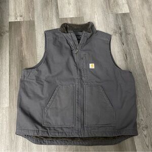 Carhartt Washed Duck Sandstone Gray Sherpa Insulated Vest 0V4277 2XL Mock Neck